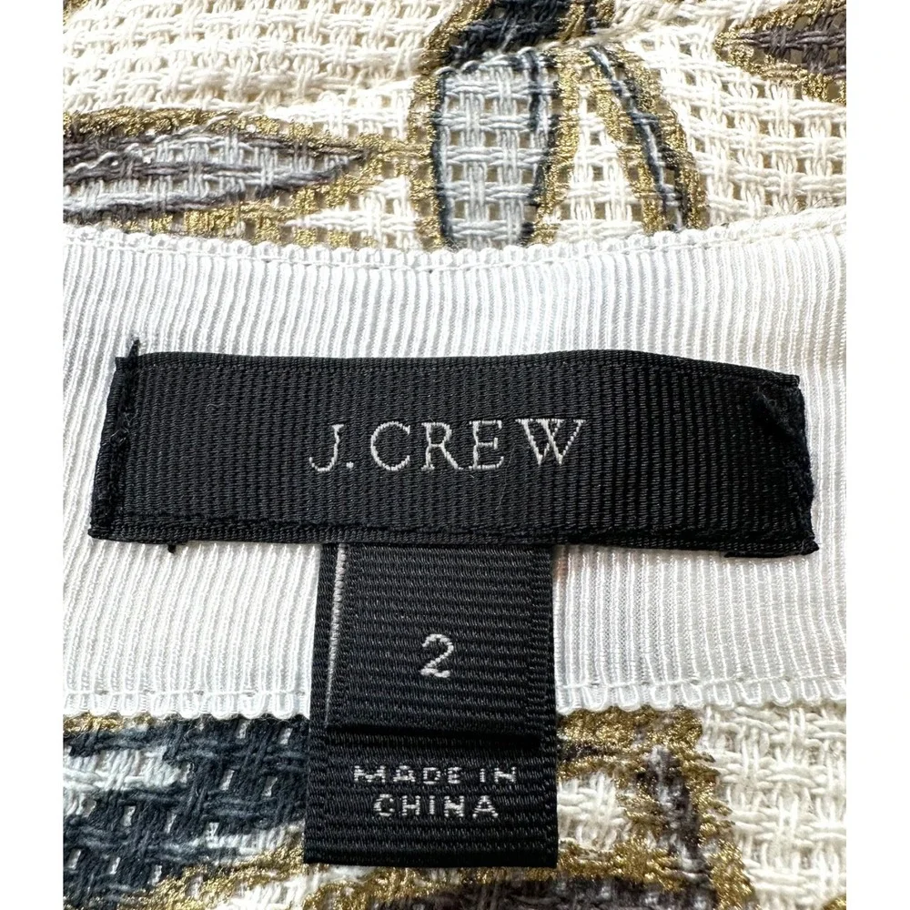 J.CREW Pencil Skirt Ivory Textured Cotton Floral Midi-Length Women's Size 2